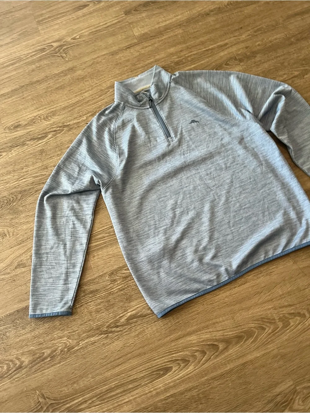Tommy Bahama Quarter Zip Pullover Sweater IslandZone Mens Large Gray Space Dye